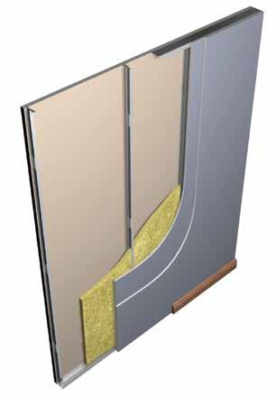 is a non-loadbearing stud partition incorporating a single framework with staggered studs. This provides very high levels of sound insulation with minimal footprint.