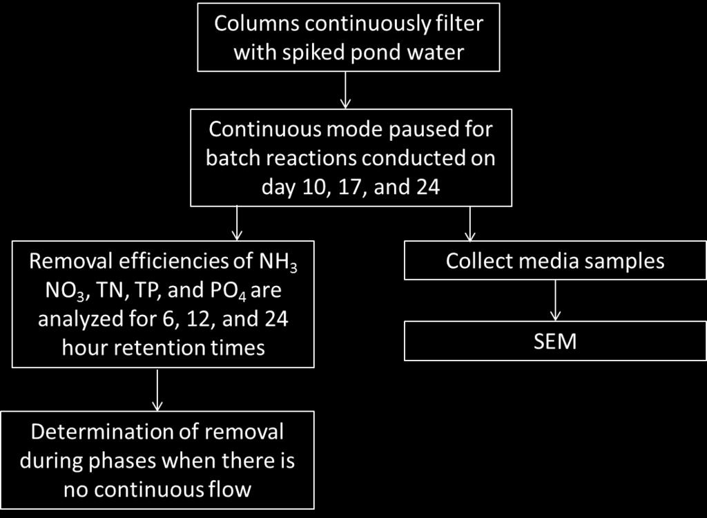 Figure 5.3. Phase 2 of Biological Testing to Determine the Biological Growth and Kinetics of the Developing Biofilm. This Involves the Continuous Run and Batch Tests with SEM. Table 5.1.
