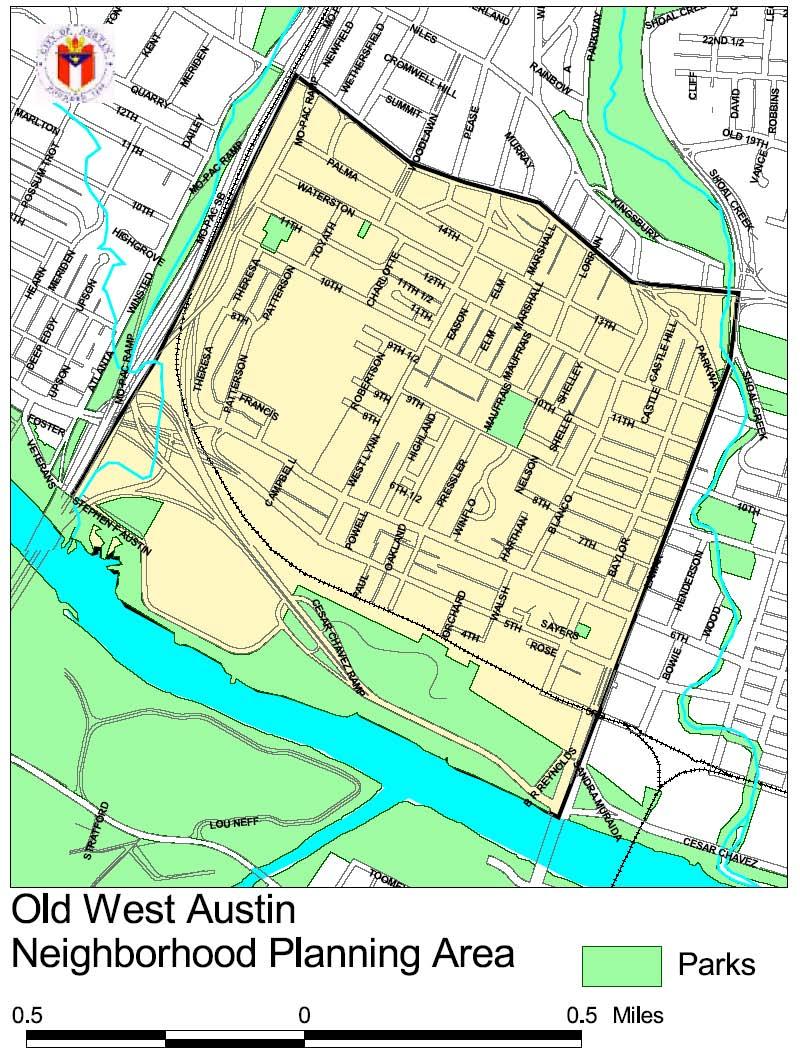 In May of 1999, the City of Austin selected the area between Town Lake, North Lamar Boulevard, Enfield Road and Loop 1/MoPac (the same boundaries as
