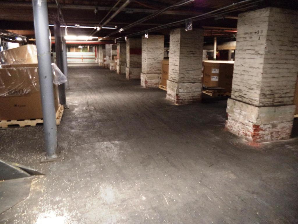 The Basement Material (boxes) stored this side of aisle.