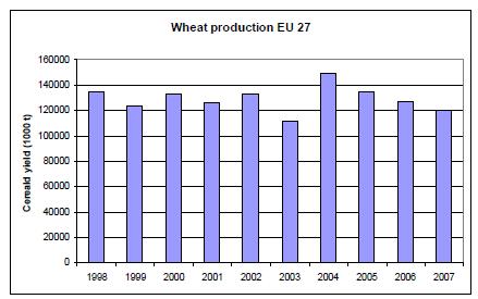 Main cereals production in Europe Cereals production in Europe is more or less stable, but there are several question marks for the future: shrinking of agricultural