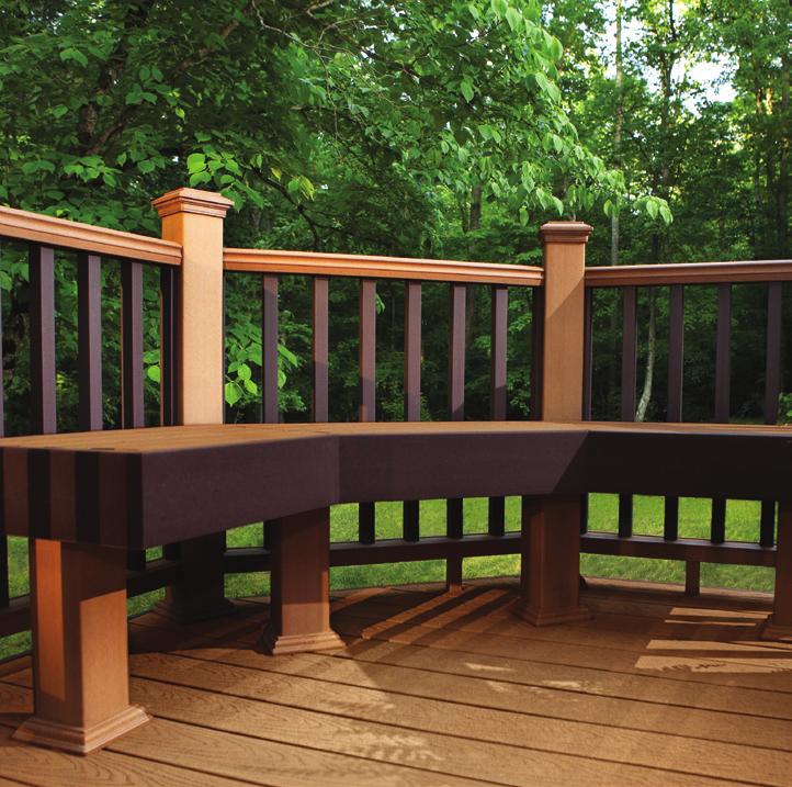 as natural looking PVC (Vinyl) railing T ends to develop a chalky finish TRADITIONAL COMPOSITE Beautiful earth tones blend with durability to