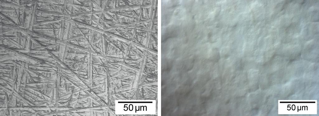 Figure 11.26 shows a TiAl6V4 surface before (left) and after micro polishing (right). Due to the fine micro roughness, micro polishing is especially suitable for tribological and medical applications.