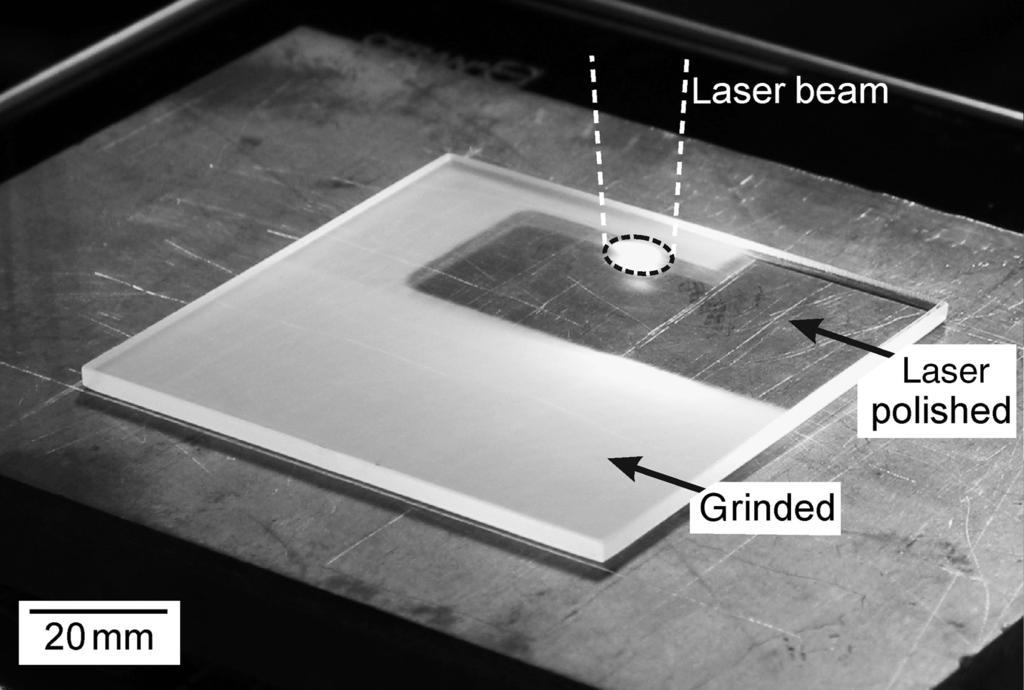 11 Surface Treatment 201 Fig. 11.28 Polishing of fused silica with CO 2 laser radiation [33] of λ = 10.6 μm are used (Fig. 11.28). With the laser radiation the surface of the glass is heated.