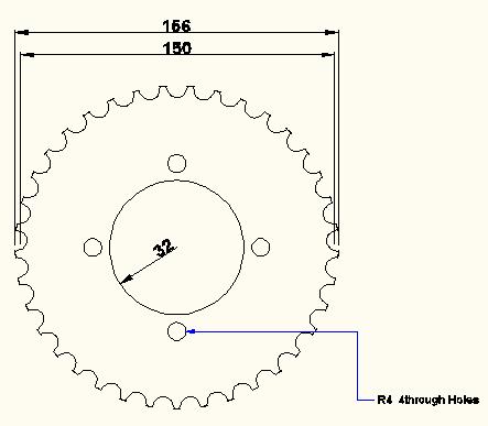 2.2 Engineering drawing of the Sprocket: Computer Aided Design (CAD) AutoCAD and ProE softwares were used for both two dimension (2D) and three dimension (3D) drawings.