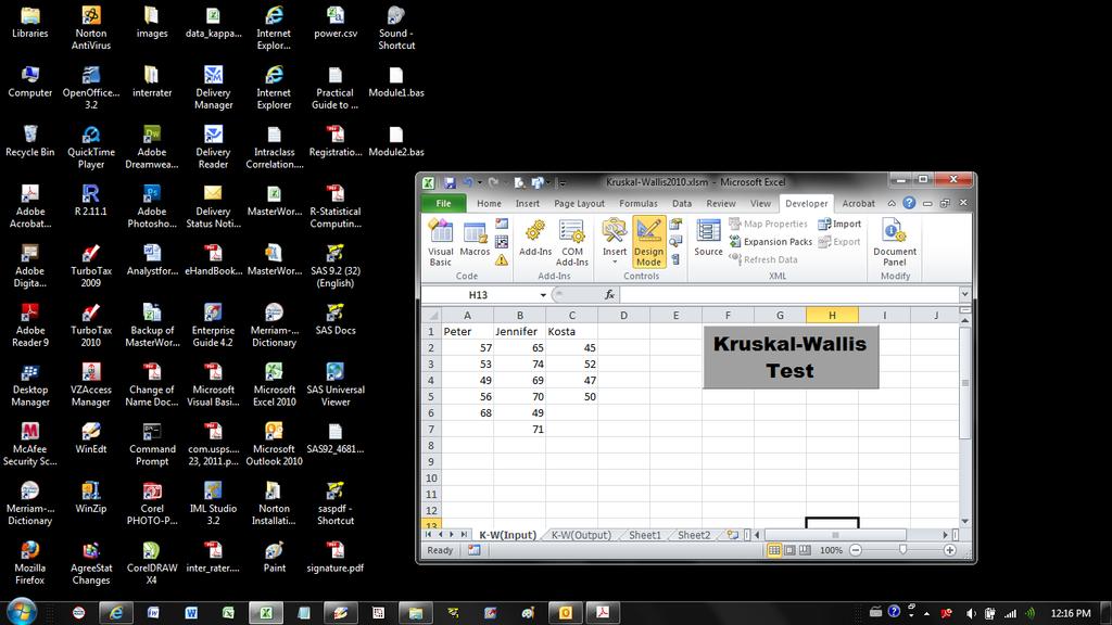 - 6 - Chapter 1: Kruskal-Wallis Test with Excel 2007 Figure 1.4. Launching the Kruskal-Wallis2007.
