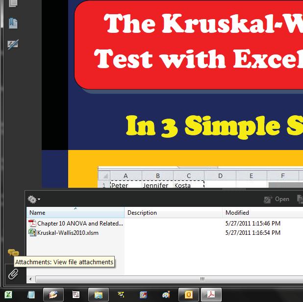 1.3 Using the Kruskal-Wallis2007.xlsm Macro - 5-1.3 Using the Kruskal-Wallis2007.xlsm Macro You need to open the Kruskal-Wallis2007.xlsm Excel workbook attached to this PDF file.