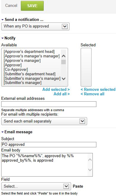 Notifications 338 Notifications Purchases email notifications are highly configurable in NetSuite OpenAir.