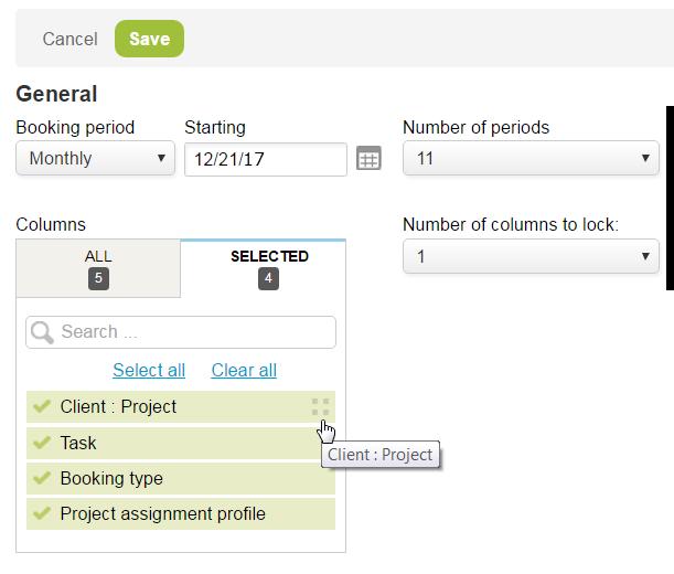 Advanced Booking Worksheet 76 The booking details column can be hidden by clearing the Show booking details column option under Options in the Booking worksheet settings screen.