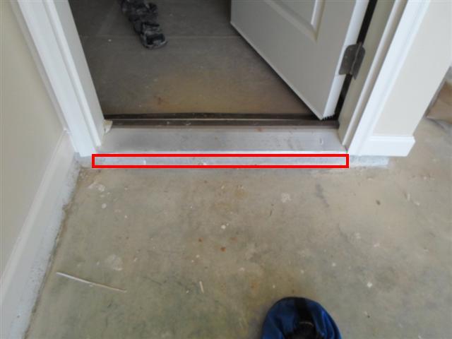 4.5 No pressure treated threshold support was installed on the interior