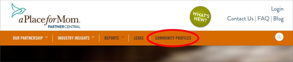 GET STARTED: Click on the Community Profiles tab in the orange bar at the top of the page.