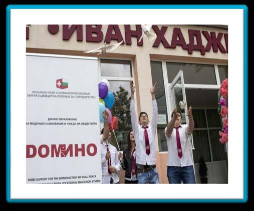 Example 1: In 2015-19, dual VET is piloted in the Domino project, implemented within the Bulgarian-Swiss cooperation program by the education, labour and economics ministries.