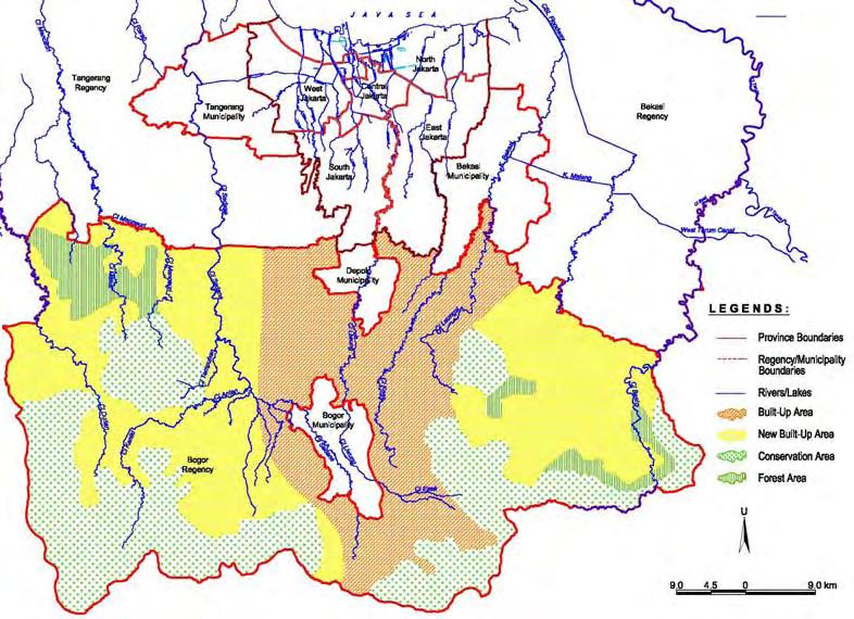 (2) Bogor Regency (2009) 3.10 LAND SUBSIDENCE Figure 3.15 Spatial Planning of Bogor Regency The CILCIS office conducted leveling survey in 2002 at 279 bench marks situated in DKI Jakarta.