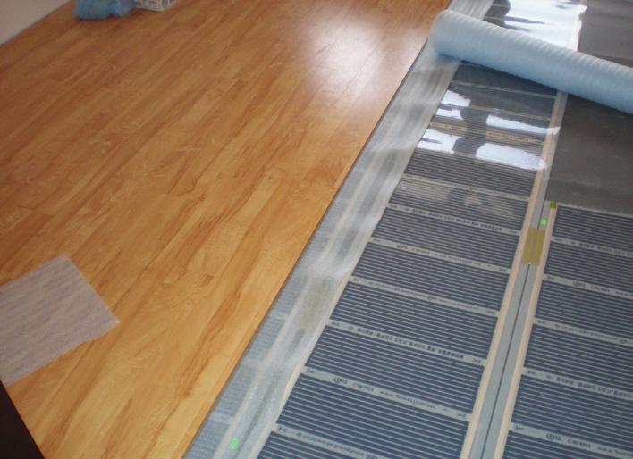 Floor Heating with Carbon film 11 6. The laminate can be mounted. There are no special requirements here. Important for the Carbon film installation: 1. The carbon film works only at 22