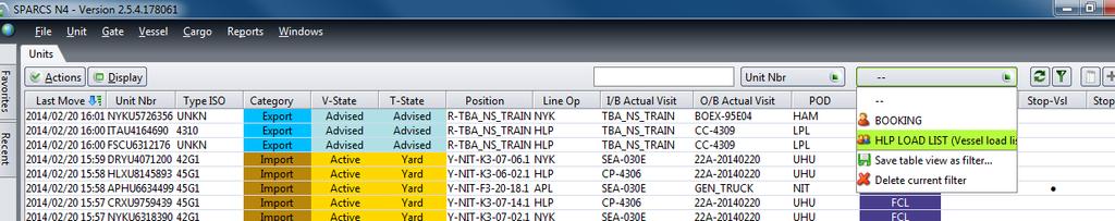 Select the load list preceded by the line operator code from the filter drop down. (In this example, HLP Load List ) 2.