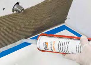 Seams are constructed by overlapping the edges of KERDI by a minimum of (0 mm) or by butting adjacent sheets of KERDI and installing KERDI-BAND with