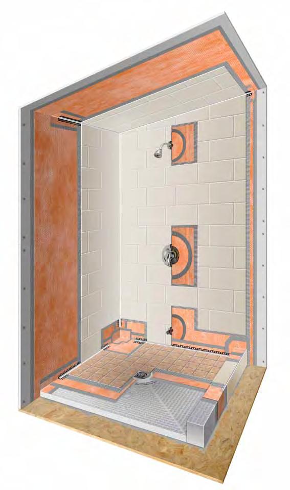 STEAM SHOWER ASSEMBLY Beautiful, durable, and functional The integrated Schluter -Shower System eliminates leaks, reduces the potential for efflorescence and mold growth in the system, and