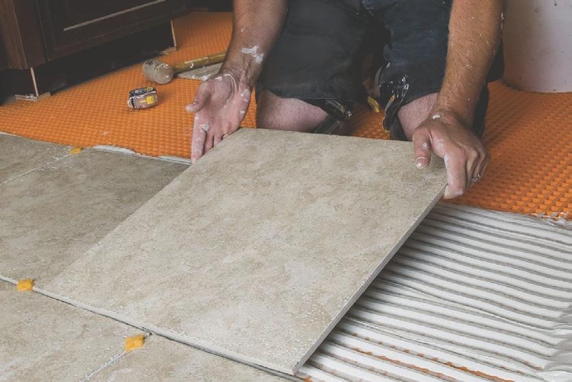 tile assembly thickness and reduces transitions to lower surface coverings Can be installed on top of concrete, plywood, OSB, gypsum, existing vinyl floors, structural planks,