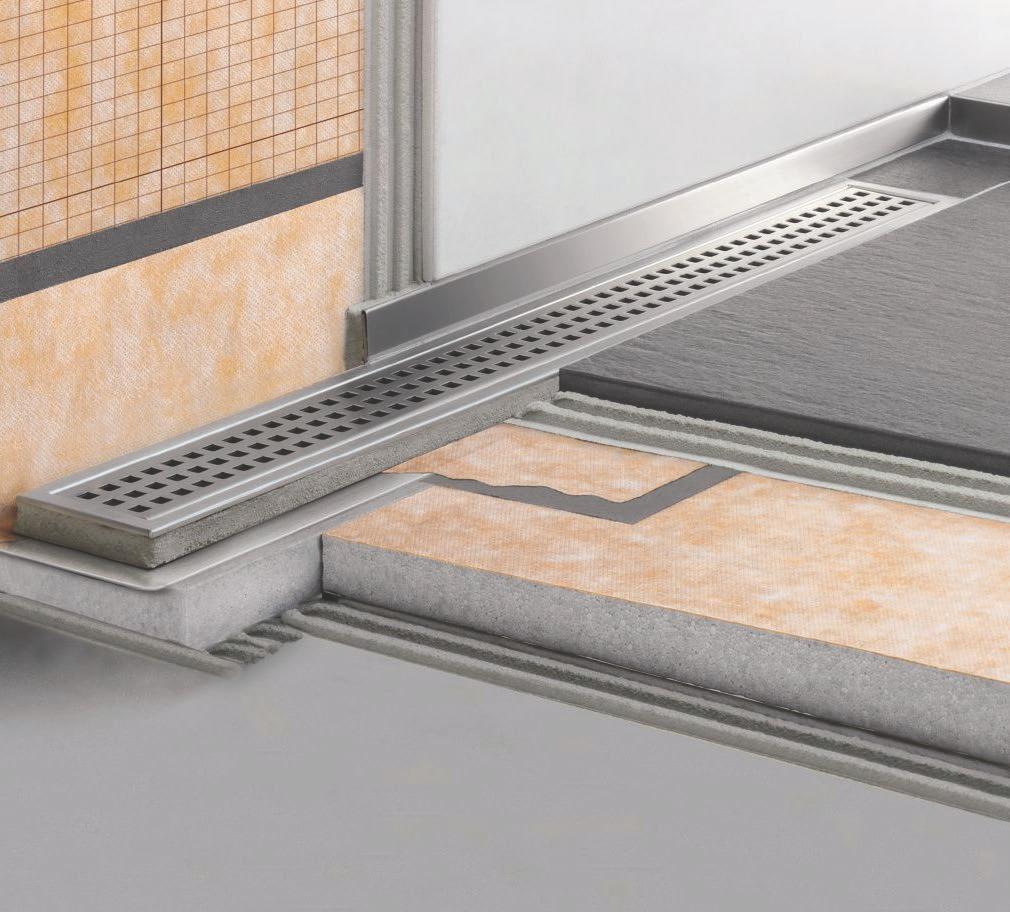 Schluter -KERDI-LINE Low-profile linear floor drain The Schluter -KERDI-LINE is a low profile linear floor drain specifically designed for bonded waterproofing assemblies.