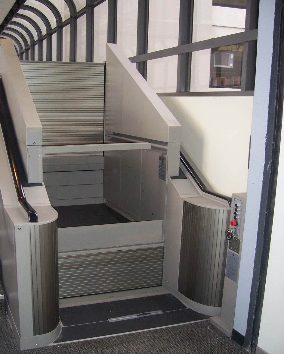 Convertible Stairway Lifts Position 3 When the stairs are fully retracted, the barrier arm and the ramp rotate