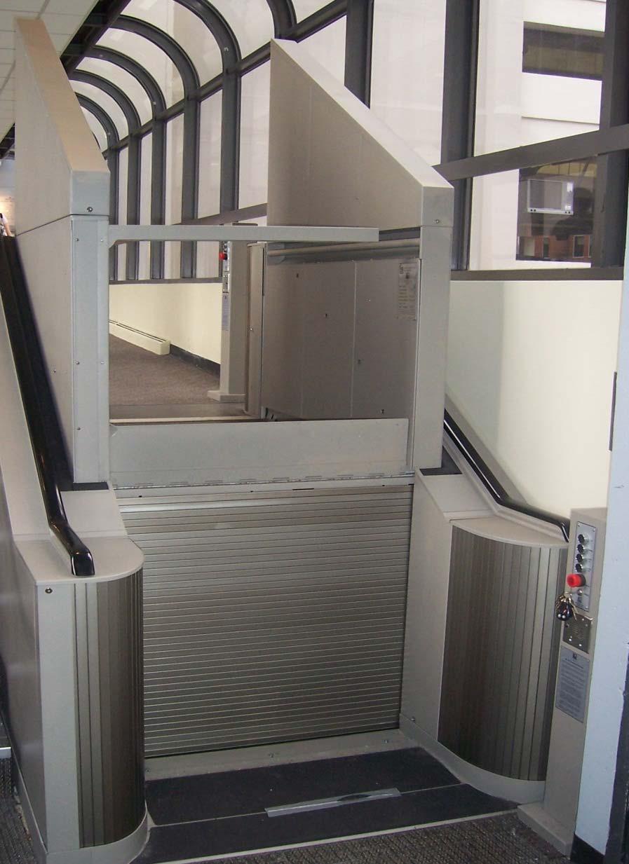 Convertible Stairway Lifts Position 4 When the platform reaches the upper level, the automatic