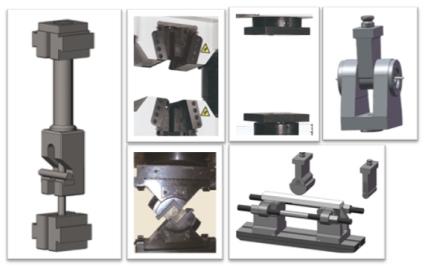 fasteners, chain, welds, castings, concrete and other building materials Tension grip Compression fixture