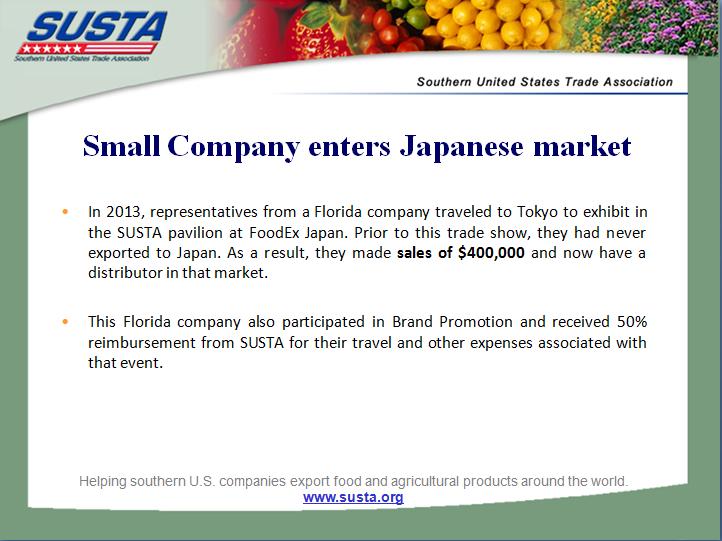 Success! Florida Company Makes Sales at SIAL China 2014 In May 2014, representatives from a St.