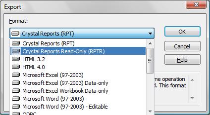Crystal Reports 2011 Read-Only Format Designer Export Crystal Reports