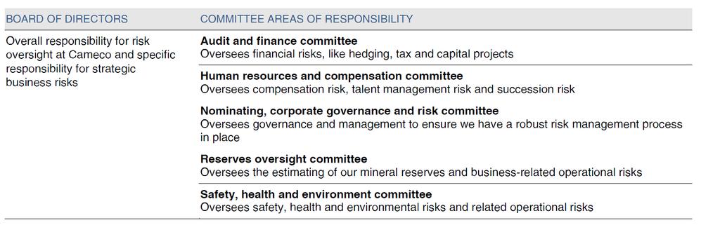Risks in the top tier are assigned to the board committees for ongoing oversight.