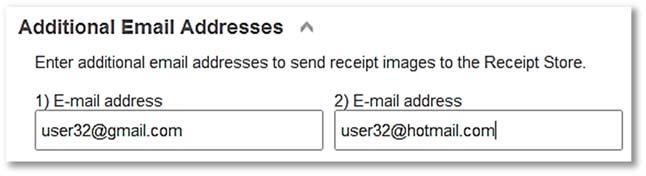 3. Add additional email addresses if the employee will email receipts from an address other than their Liberty
