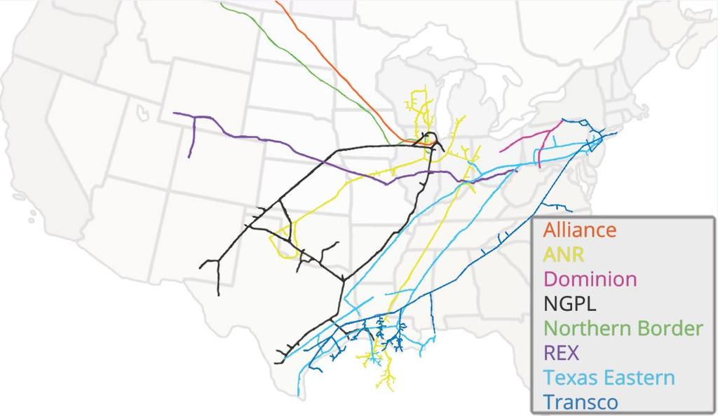 Marcellus Causing Midwest Pipelines to Reverse A number of Midwest pipelines are proposing to carry Marcellus/Utica volumes south to the U.S.