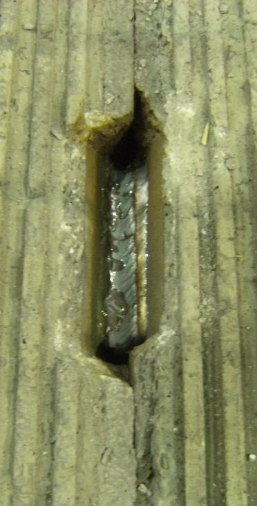 For the two connections in the inverted-t profile, however, the gap was fairly large and required a No. 8 drop-in reinforcement bar.