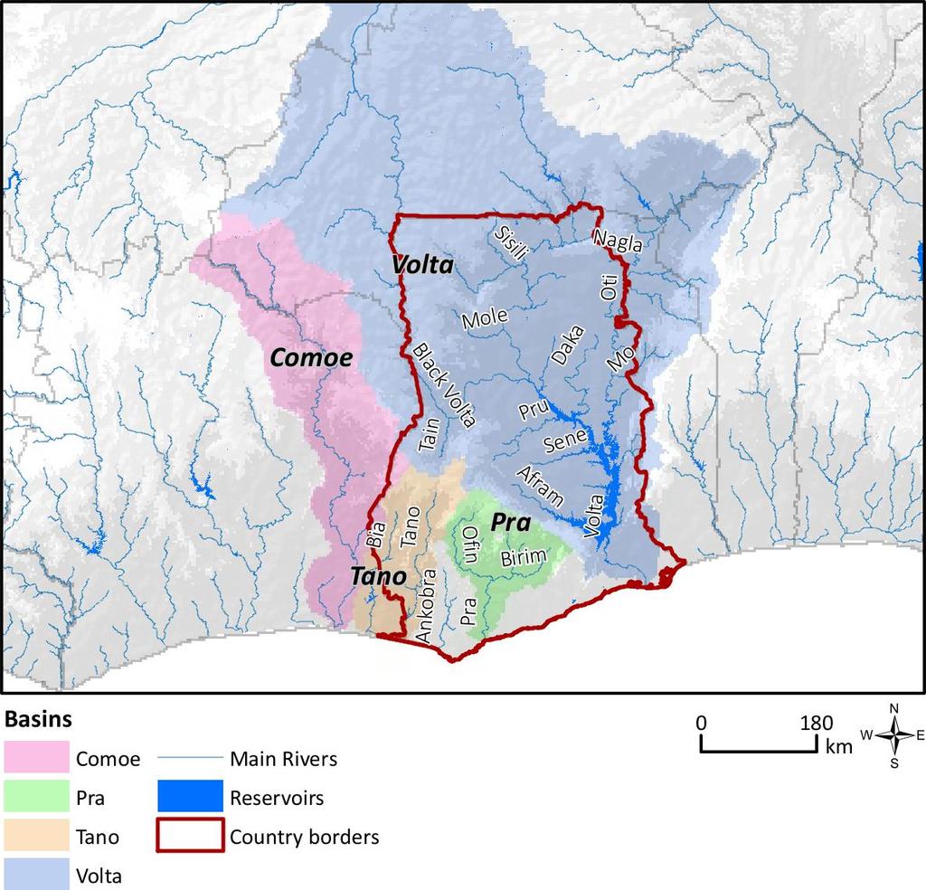 GIS Hydropower Resource Mapping Country Report for Ghana 7 HYDROLOGY The Volta River is the largest river in Ghana.