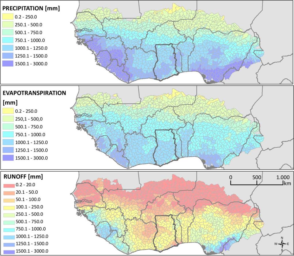 GIS Hydropower Resource Mapping Country Report for Ghana 9 Annual Water Balance The long-term mean annual water balance describes the partitioning of precipitation (rainfall) into actual