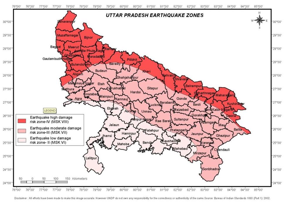 2.5.2 Past History of Earthquakes in UP & adjoining states- 10 October 1956 - Bulandshahr District (Uttar Pradesh), 6.2 (IMD) 15:31:36 UTC, 28.20N, 77.70E.