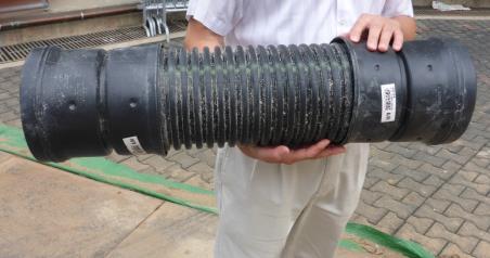 150mm lateral pipe tested for migration of gravel F if placed around pipes.