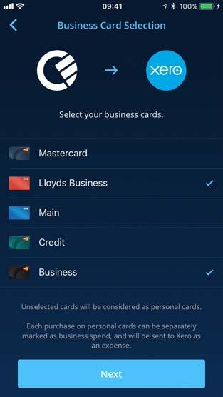 Connect selected cards to your Xero