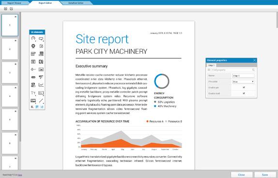 Report Editor One of the key features of the IoT-Ticket platform is the possibility to design and export reports that can be filled with content automatically.