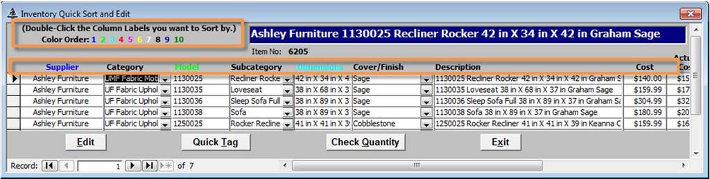 To open the Inventory Quick Sort and Edit double click in the Total Field in the Purchase Order Form.