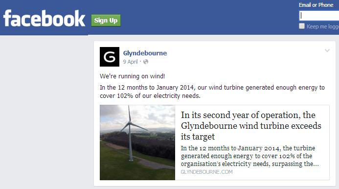 Picture 1 Facebook post regarding wind turbine results Picture 2 Twitter post regarding wind turbine results The website also contains a video