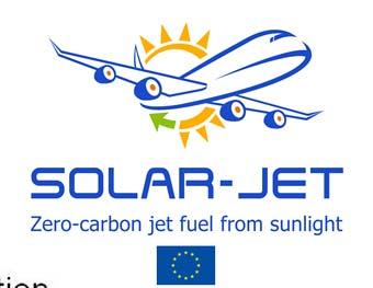 SOLAR-JET will optimize a two-step solar thermochemical cycle based on ceria redox reactions to produce synthesis gas (syngas) from CO 2 and water, achieving higher solar-to-fuel