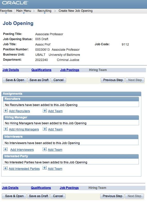 Page 21 of 45 You are in the Hiring Team tab for this position where you will choose the Hiring