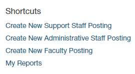 Job Postings All jobs in ejobs are posted by category Faculty (full-time and adjunct), Administrative (exempt) and Support Staff (non-exempt).