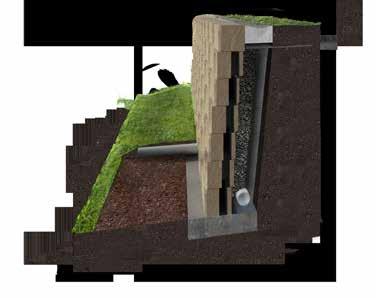 THE FINER DETAILS RETAINING WALL cross sections Moreton Capping block Compacted clay Soil or mulch Fall away Maximum height H Half to one block