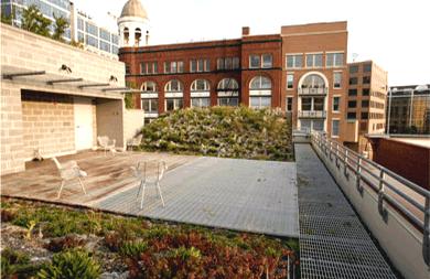 Intensive green roofs are the traditional method of providing vegetation on a roof and usually include raised or inset planters with a substantial depth of soil which can be used to support a wide
