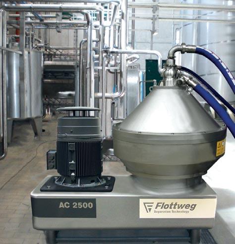 FLOTTWEG DISC STACK CENTRIFUGES Disc stack centrifuges with self cleaning bowls are used for the separation of suspended solids from liquids and for two immiscible liquids with the simultaneous
