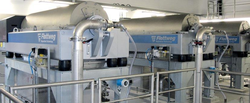 FLOTTWEG DECANTERS Flottweg Decanters are used for continuous separation of suspended solids from liquids, clarification of liquids, classification of fine pigments, etc.