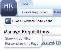 MANAGE REQUISITIONS QUICK STATUS This section displays statistics of your Requisitions with links to filter the Requisition Listing.