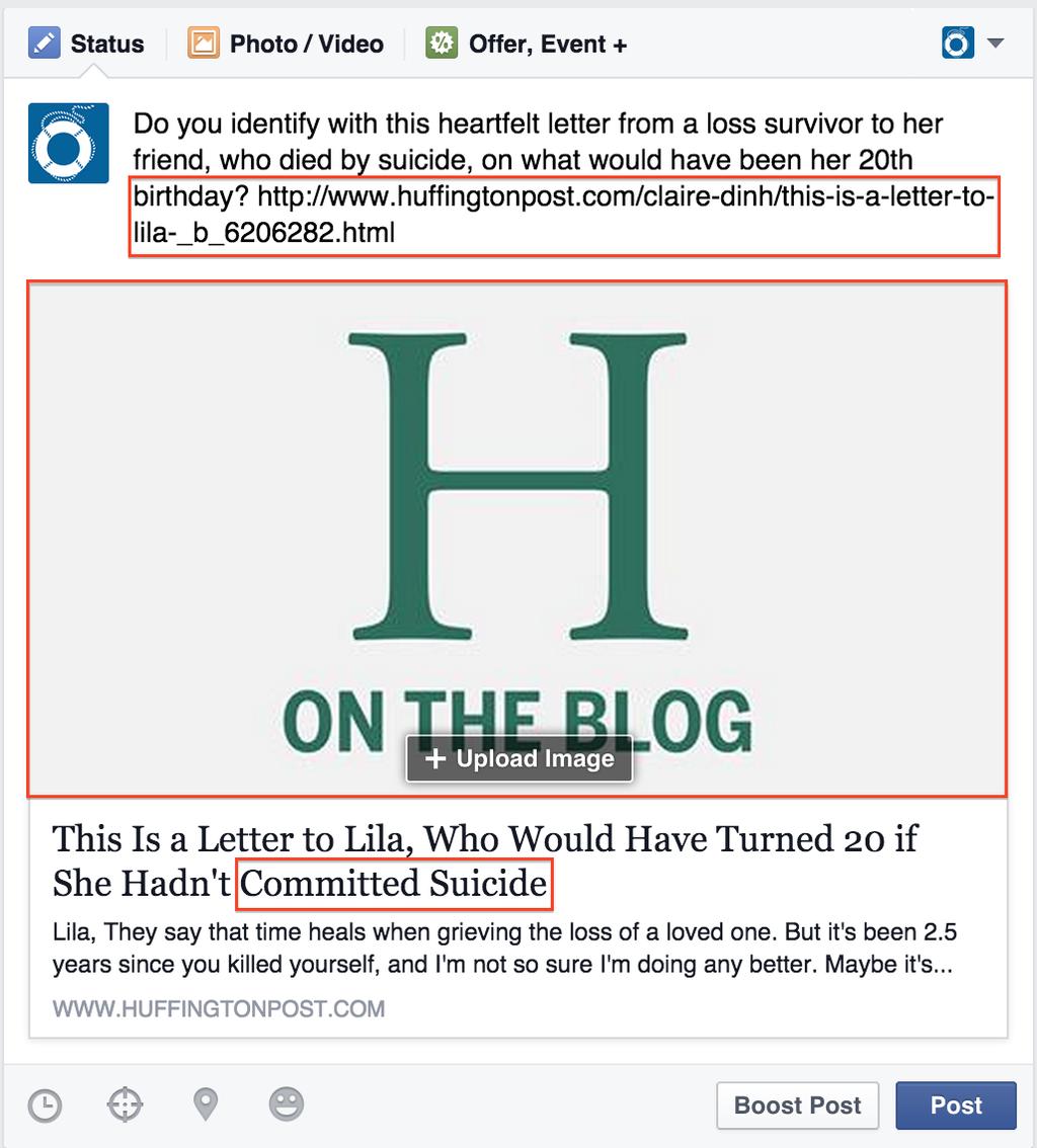 EDIT THE IMAGE AND HEADLINE OF LINKED POSTS If you want to SHARE a story on your chapter s Facebook PAGE, but the author unfortunately used