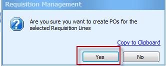 At the top of the tool bar, we ll select the drop down for Process Selection and select Create PO. 9.